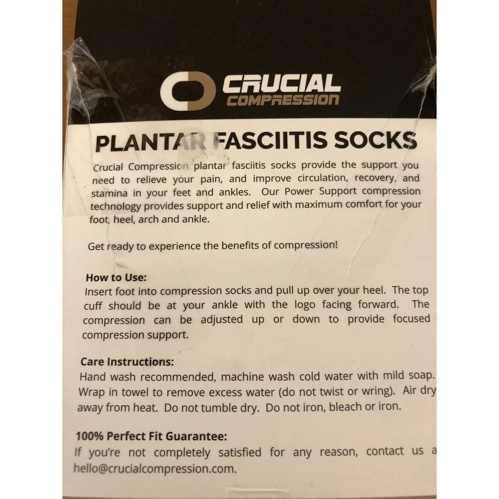 Crucial Compression Plantar Fasciitis Socks Size M 1 Pair Unisex